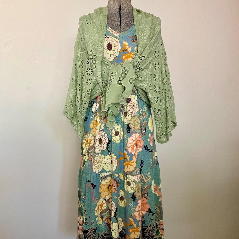 JOHNNY WAS floral dress and matching shrug